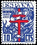 Spain 1941 Pro Tuberculosos 10 CTS Azul Edifil 951